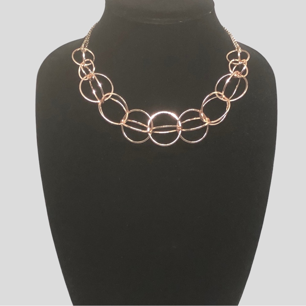 Copper Fashion Necklace Interlocking Hoops 17”. Shiny & … - Picture 1 of 4